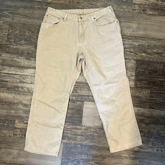 Carhartt Womens carpenter Canvas Pants Size 16x30 Loose Fit Brown Tan - Picture 1 of 10